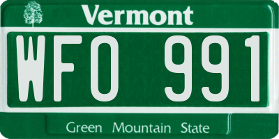 VT license plate WFO991