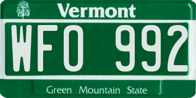 VT license plate WFO992