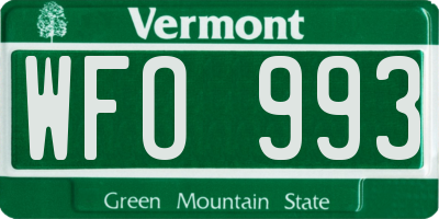 VT license plate WFO993