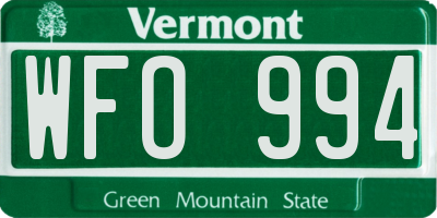 VT license plate WFO994
