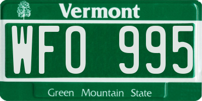 VT license plate WFO995