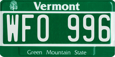 VT license plate WFO996