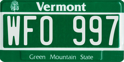 VT license plate WFO997