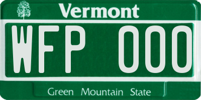 VT license plate WFP000