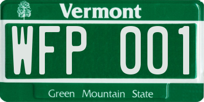 VT license plate WFP001