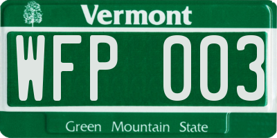 VT license plate WFP003