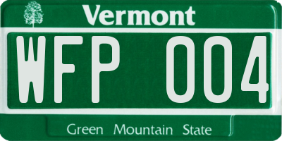 VT license plate WFP004