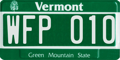 VT license plate WFP010