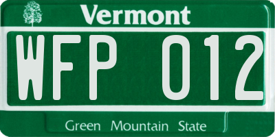 VT license plate WFP012