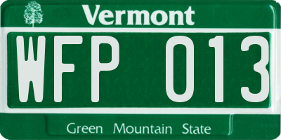 VT license plate WFP013