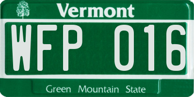 VT license plate WFP016
