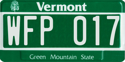 VT license plate WFP017