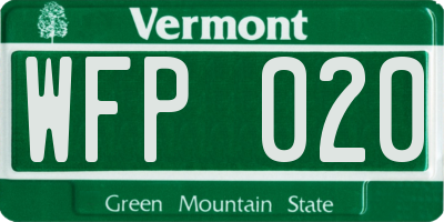 VT license plate WFP020