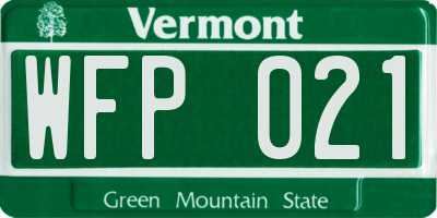 VT license plate WFP021
