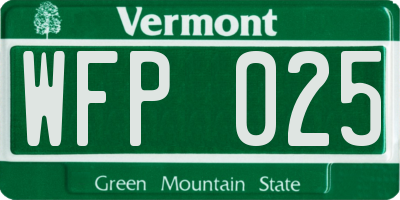 VT license plate WFP025