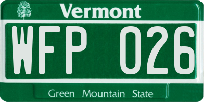 VT license plate WFP026