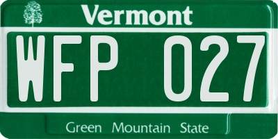VT license plate WFP027