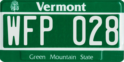 VT license plate WFP028
