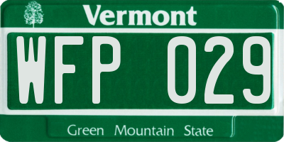 VT license plate WFP029