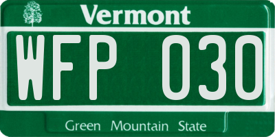 VT license plate WFP030