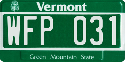 VT license plate WFP031