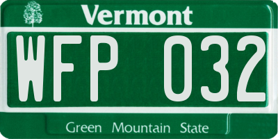 VT license plate WFP032