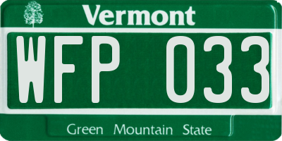 VT license plate WFP033
