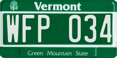 VT license plate WFP034