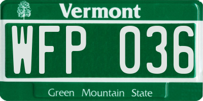 VT license plate WFP036