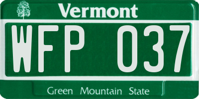 VT license plate WFP037