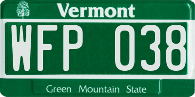 VT license plate WFP038