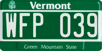 VT license plate WFP039
