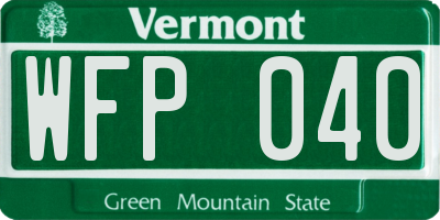 VT license plate WFP040