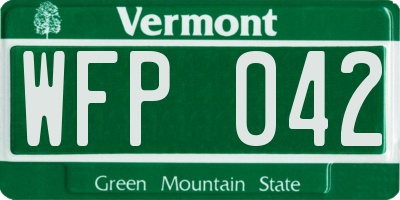 VT license plate WFP042