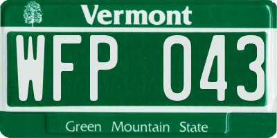 VT license plate WFP043