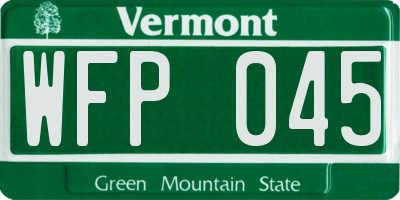 VT license plate WFP045
