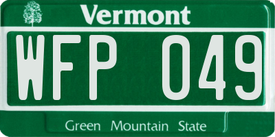 VT license plate WFP049