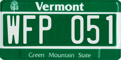 VT license plate WFP051