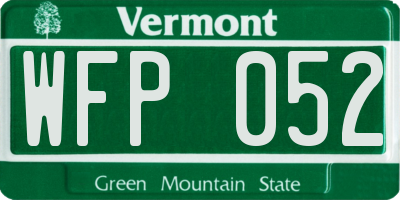 VT license plate WFP052