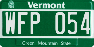 VT license plate WFP054