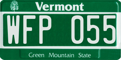 VT license plate WFP055
