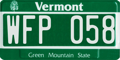 VT license plate WFP058