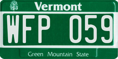 VT license plate WFP059