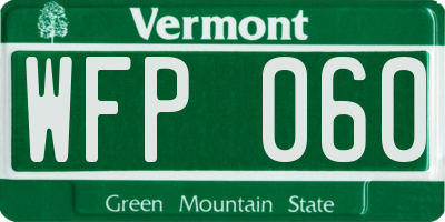 VT license plate WFP060
