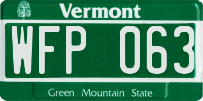 VT license plate WFP063