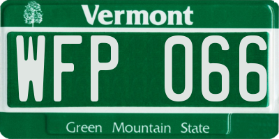 VT license plate WFP066