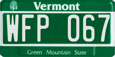 VT license plate WFP067