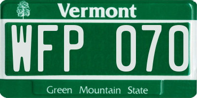 VT license plate WFP070