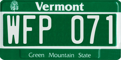 VT license plate WFP071