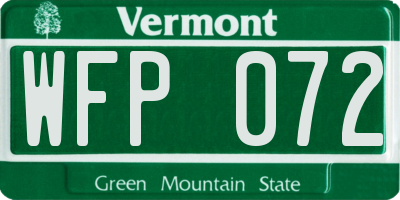 VT license plate WFP072